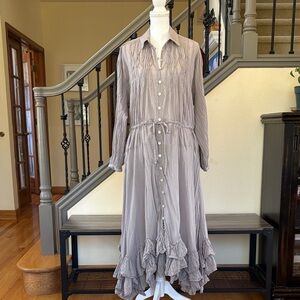 Free People Sea La Vie Midi Dress in Morning Dove (Gray) Size XS